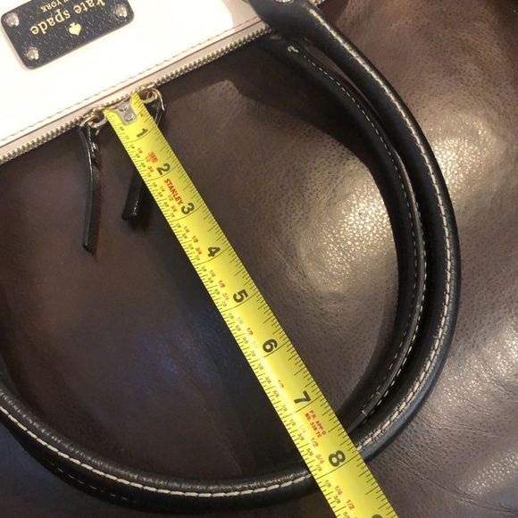 KATE SPADE Wellesley Street Black & Ivory Leather Dome Shaped Top Handle Bag - Picture 6 of 16